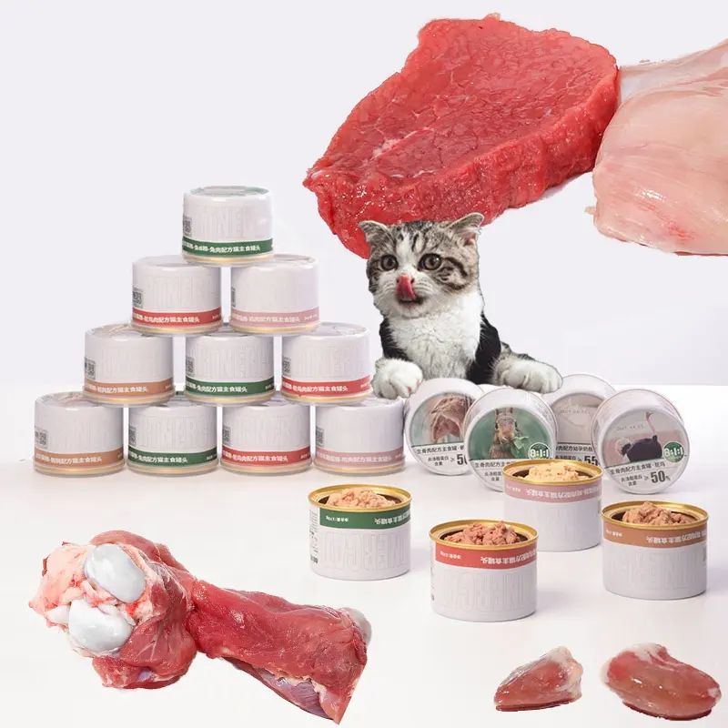 Nourriture humide en conserve pour chats, saveur naturelle de viande et de poulet